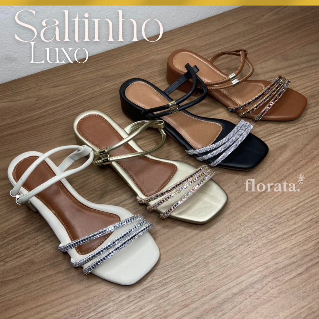 Salto Florata Feminino Sandália Luxo Leve Macio Confortável Delicado
