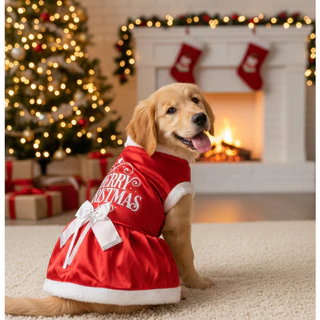 Vestido de natal para pets, roupa de natal para cachorro
