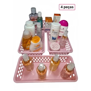 Cesto Organizador Kit 4 Peças Grande e Medio  Multiuso Casa Gaveta Armario Prateleira Cores Variadas em Oferta na Shopee