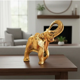 Elefante decorativo dourado em gesso enfeite luxo em Oferta na Shopee