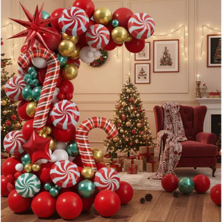 Kit 78/81 Balões Natal Vermelho Verde e Dourado Cromado para natal papai noel natalino decorações Festa Lembrancinha