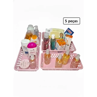 Cesto Organizador Kit 5 Medio e Grande Tamanhos Multiuso Casa Gaveta  Prateleira Cores em Oferta na Shopee