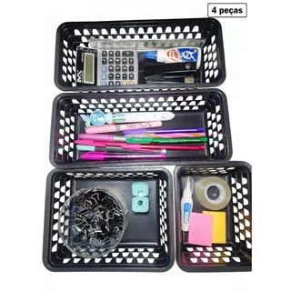 Cesto Organizador Kit 4  Grande Medio e Pequeno Tamanhos Multiuso Armario Prateleira Cores em Oferta na Shopee
