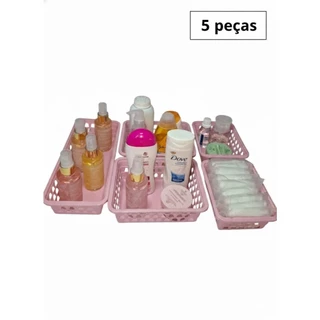 Cesto Organizador Kit 5 Grande Medio e Pequeno Tamanhos Multiuso Casa Armario Prateleira em Oferta na Shopee
