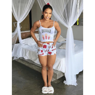 Conjunto Pijama Blogueira Pijama de Alcinha Pijama Estiloso Feminino Alça em Oferta na Shopee