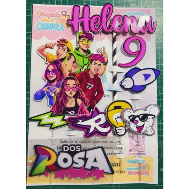 Topper de Bolo Emilly Vick Dos Rosa /Turma dos Rosas/Topo de bolo ...