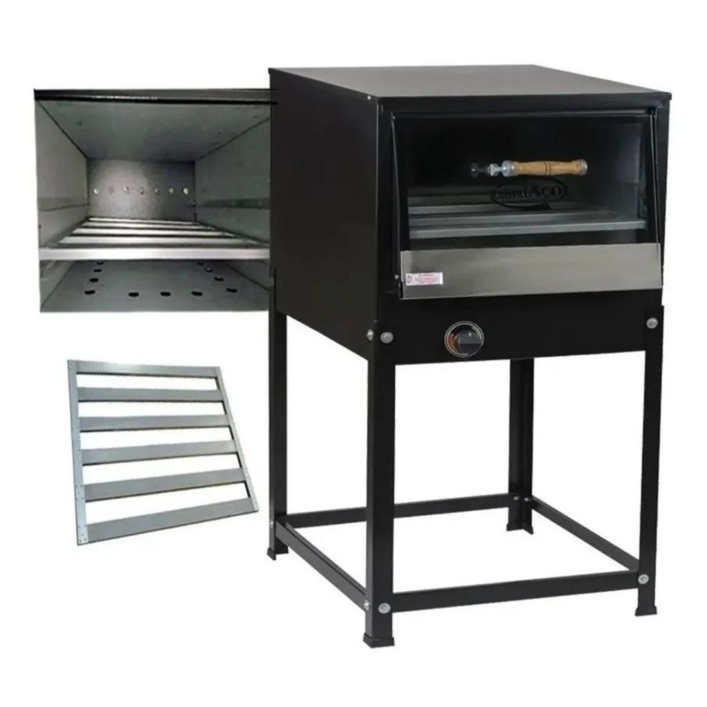 Forno Industrial Glp Cavalete 60 Litros Porta De Vidro Inox 