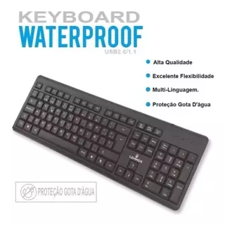 Teclado impermeável à prova d'água P/ Computador Preto Básico C/ Fio Usb 【KAYM BLACK】