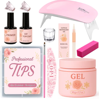 Kit Alongamento De Unha Gel Cabine Estufa Sun Mini 6w + Top Coat + Primer + 100 Unhas Tips/Acrigel/Porcelana em Oferta na Shopee
