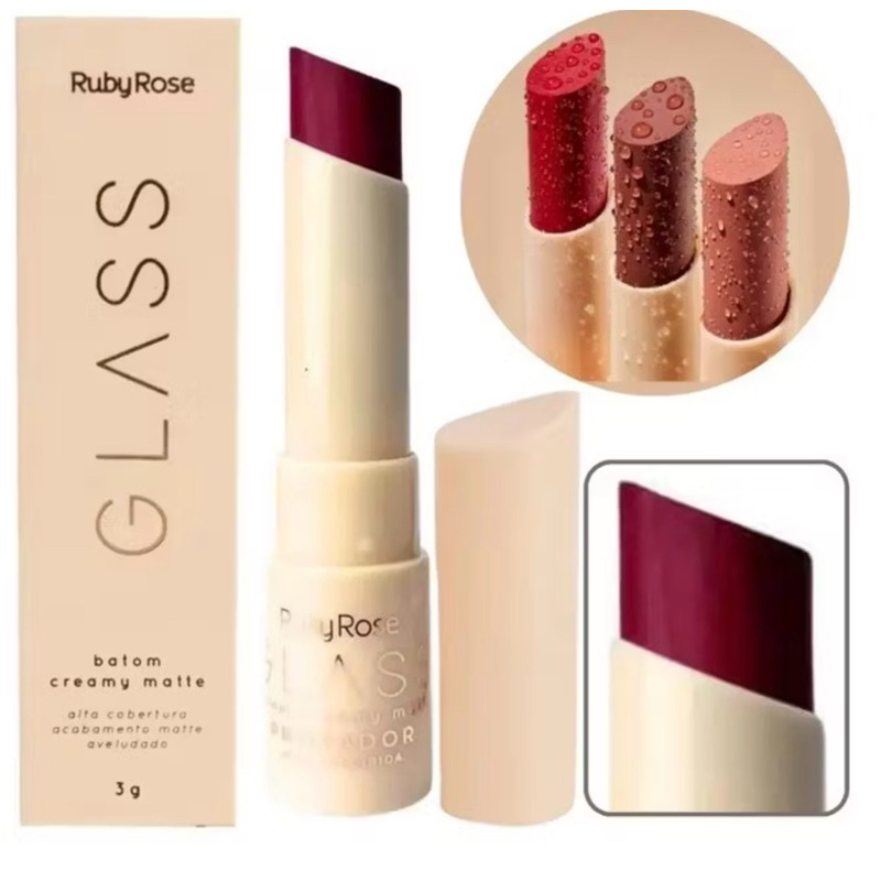 Batom Bala Creamy Matte Glass Ruby Rose