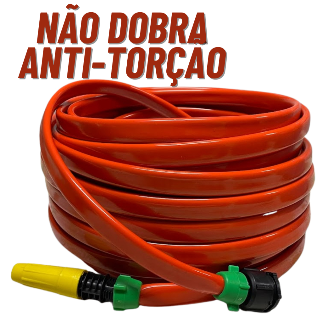 Mangueira Siliconada Para Jardim 50 Metros - Anti-torção Preta/Laranja