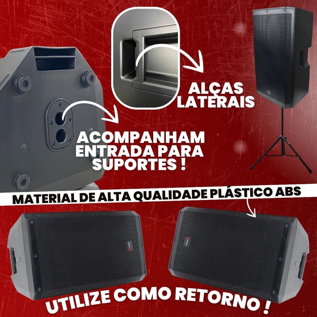 Caixa Som 1800w 15 Polegadas Bi Amplificada Ativa Driver Titanium