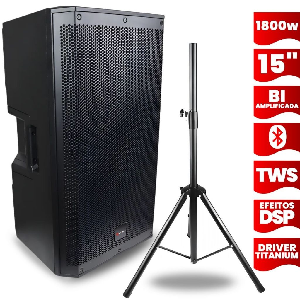 Caixa Som 1800w 15 Polegadas Bi Amplificada Ativa Driver Titanium