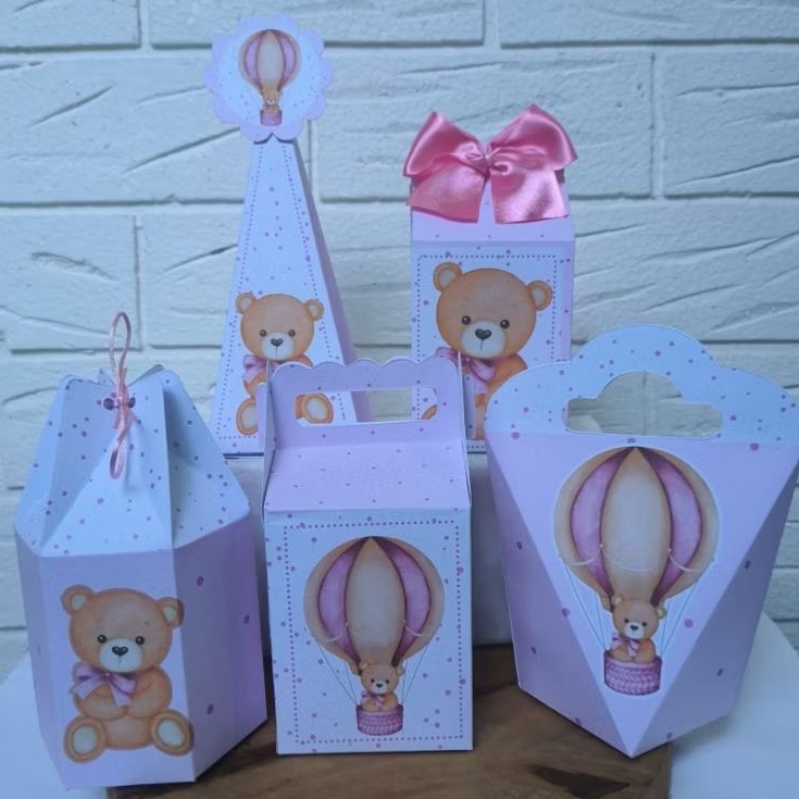 Kit pegue e monte Chá de bebê Rosa lembrancinha personalizada chá de ...