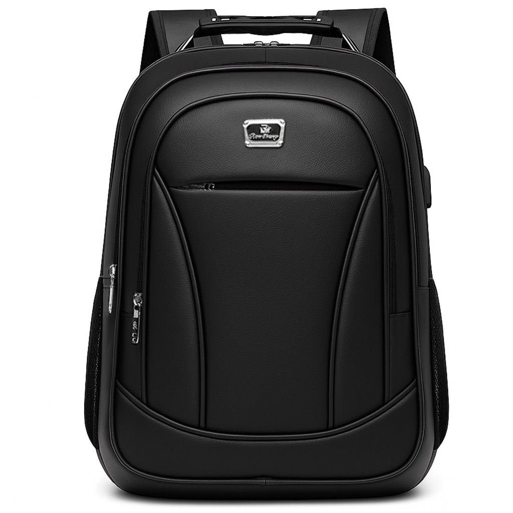 Inativo Mochila Couro PU Grande Executiva Para Notebook Trabalho Faculdade Reforçada Cabo De Aço USB