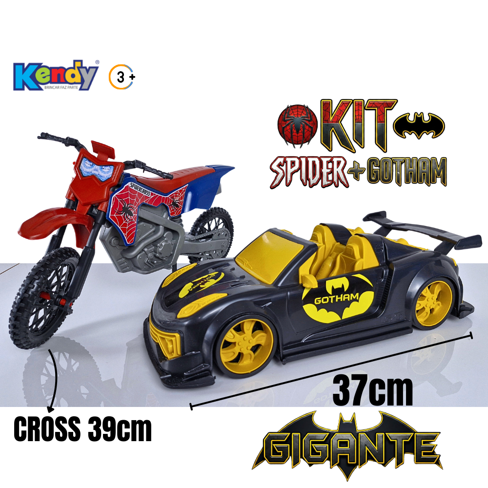 Kit 2 Carrinhos Gigantes Super Heróis 37cm Brinquedo Menino Vários