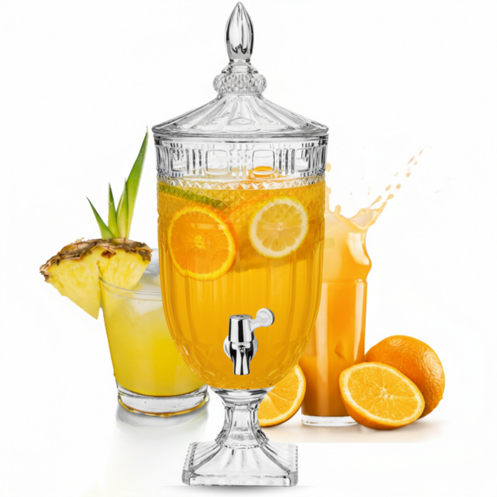 Suqueira de Vidro Cristal Jarra 5 Litros Com Torneira Para Festa Suco ...