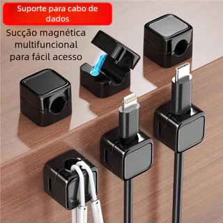 Fixador de Cabos Magnético Autoadesivo - Organizador de Fios Prático, Portátil para Celular e Notebook