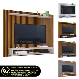 Painel Ripado TV Até 60 Polegadas Prateleira e Nicho Ideal Para Sala Quarto Moderno Simples Elegante