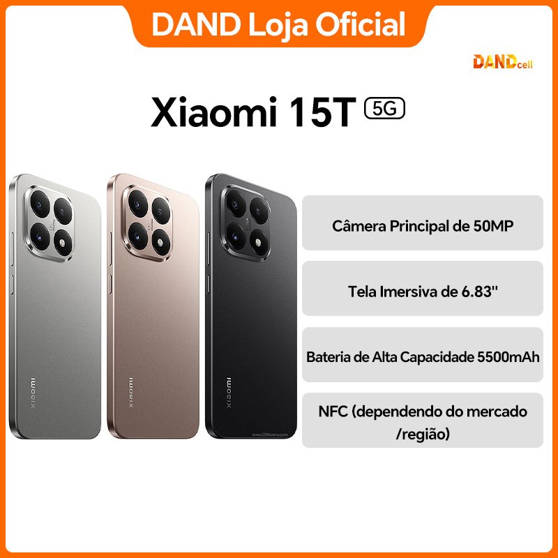 Celular Xiaomi 15T 5G, 512GB Dual SIM Tela Amoled 6.83", Câmera 50MP, Versão Global
