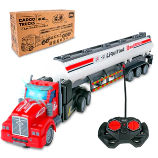 Caminhão Carrinho Controle Remoto Recarregável Led Carreta Brinquedos De Menino Polibrinq
