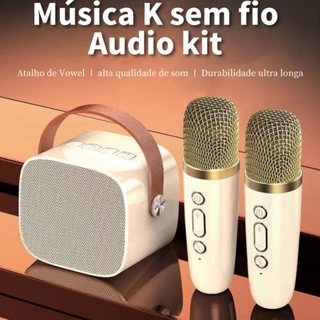 Caixa de Som Karaokê Bluetooth – 2 Microfones Divertimento Familiar Portátil em Oferta na Shopee