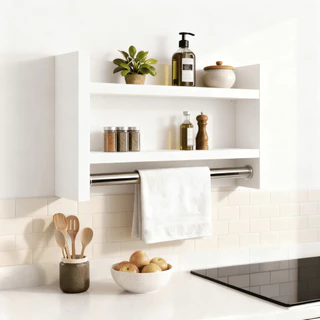 Nicho Porta Tempero Condimentos e Toalha com Prateleira Organizador Branco Preto Tubo Metal P/ Cozinha em Oferta na Shopee