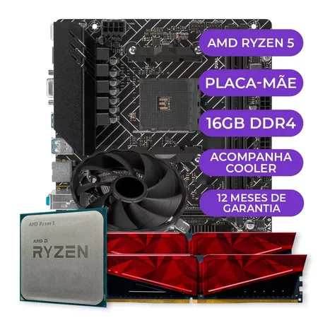 Kit Upgrade Gamer, AMD Ryzen 5 3400G + Placa Mãe +16GB DDR4
