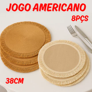 Kit 8 Peças Jogo Americano Cozinha Posta Com Franja Redondo 38Cm Resistente Descanso De Mesa em Oferta na Shopee