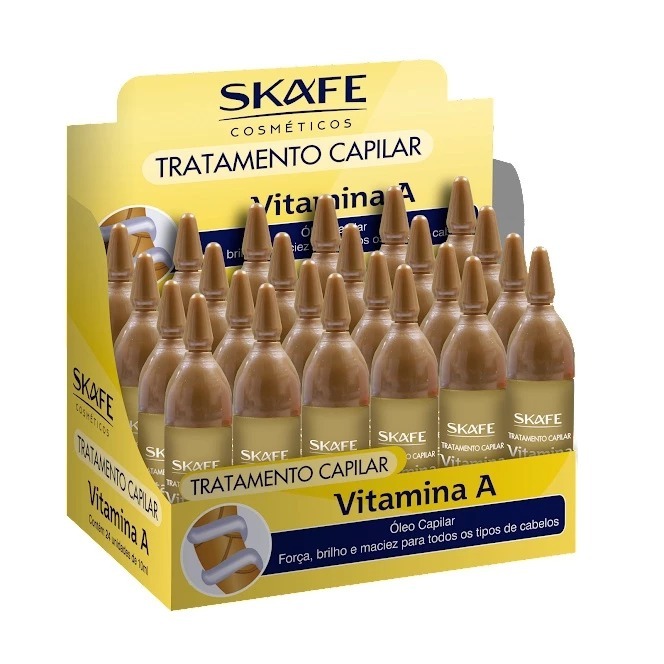 Caixa c/24 Ampolas de Tratamento Capilar Vitamina A 10ml - Skafe ...
