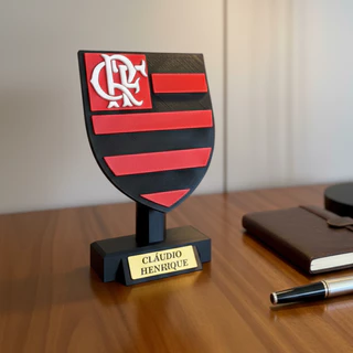 Decoração Flamengo Troféu Escudo | Personalizado com Nome | Impressão 3D PLA