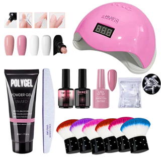 Kit Unha Polygel cabine sun led/UV Molde F1 Lixa de tips Unhas Postiça Profissional em Oferta na Shopee