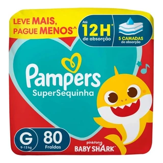 Fralda Descartável Pampers Supersequinha, Tamanho G 80 Unidades Kit Com Até 3 Unidades Pacotes