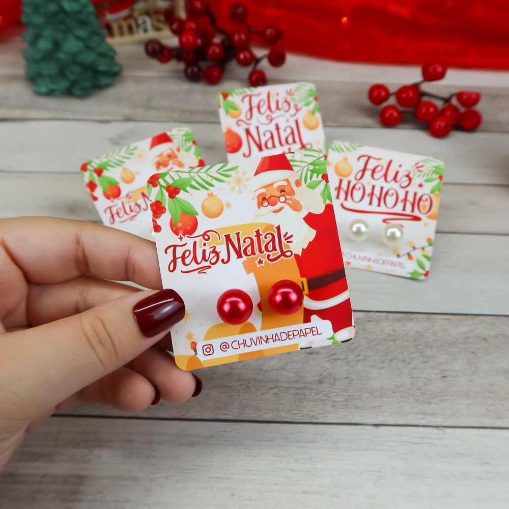 Card para Brincos no Tema Natalino - Lembrancinha Natalina para Festas e Eventos Diversos