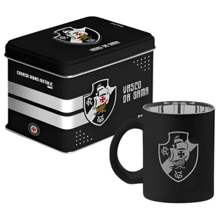 Caneca Vasco da Gama OFICIAL Brasfoot | Kit Presente na Lata | Vidro Diamond Metallic Torcedor