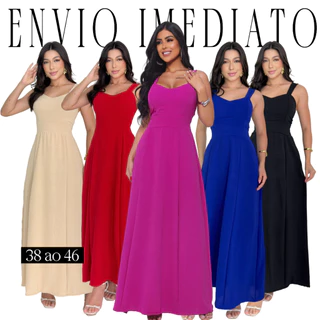 Vestido Feminino Longo Crepe Duna Elegante para Festas Com Bojo P ao GG (46) Envio Imediato em Oferta na Shopee