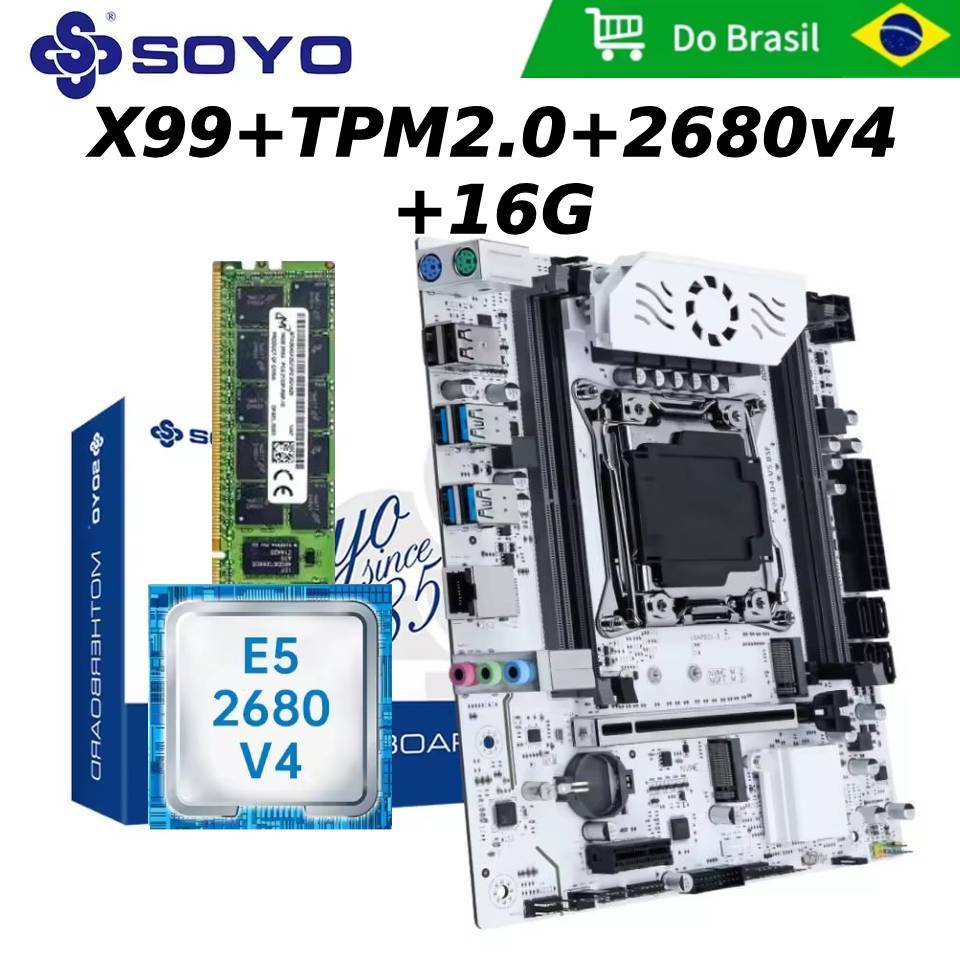KIT SOYO PREMIERE X99 PLACA MÃE TPM 2.0 + 16GB RAM DDR4 (1X16)+