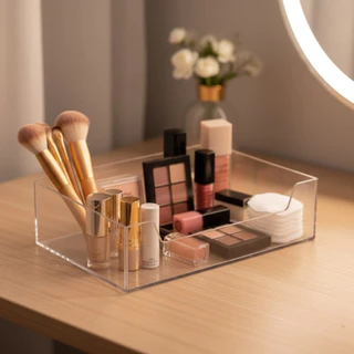 Bandeja Decorativa Multiuso Organizadora Maquiagem Perfume Lavabo Caixa Acrilica Transparente Mesa em Oferta na Shopee