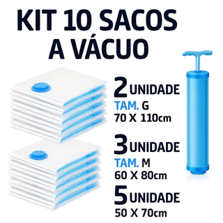 Kit 5/10 Sacos a Vácuo + Bomba Manual Organizadores Roupas Edredons Viagem Antimofo Reutilizável em Oferta na Shopee