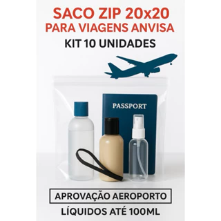 Saco zip oficial 20x20 C/10 unidades viagens internacionais 0.10m em Oferta na Shopee