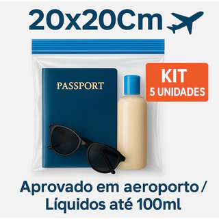 Saco zip 20x20 C/5 unidades viagens internacionais oficial em Oferta na Shopee
