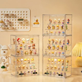 Kit 1/2/4 Caixa de Armazenamento para action figure estante de exibição com tampa grande porta magnética empilhável em Oferta na Shopee