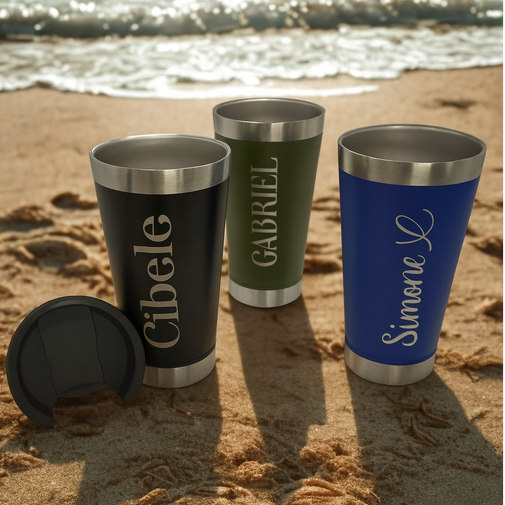 Copo Térmico Personalizado 473ml Inox com Nome a Laser - Varias Fontes ...
