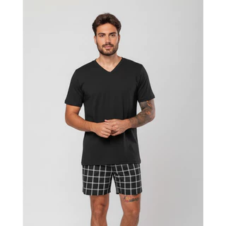 Pijama Masculino de Verão,Suede Fresco e Confortável em Oferta na Shopee