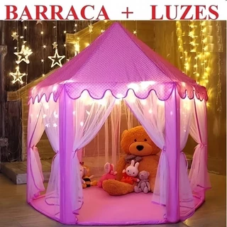 Barraca Infantil Tenda Cabana Castelo Princesas+Luzes LED