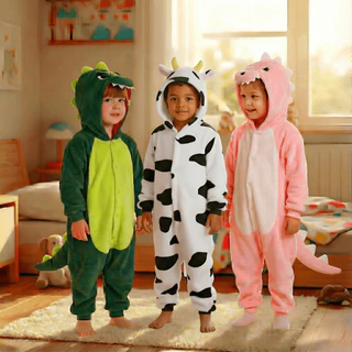 Pijama Macacão Infantil Adulto Kigurumi Cosplay Dinossauro Vaquinha Unicórnio Tubarão em Oferta na Shopee