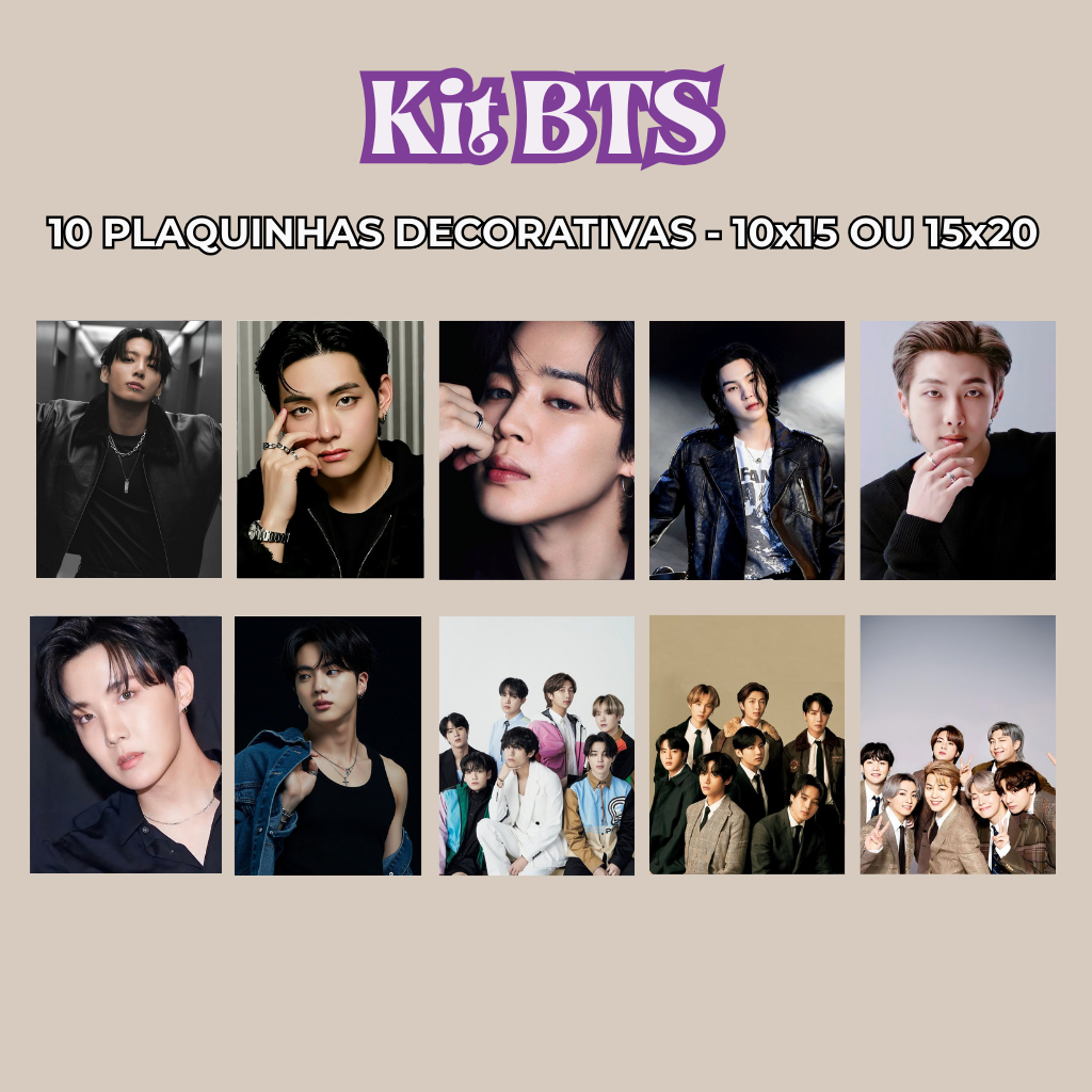 Kit 10 Quadros BTS | K-Pop | MDF 10x15 ou 15x20 | Army | JungKook