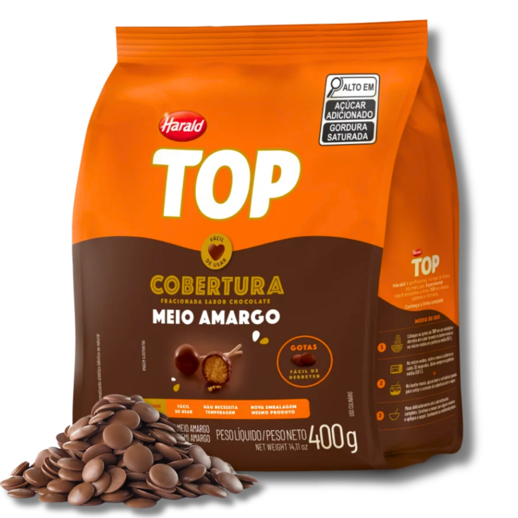 Cobertura Fracionada TOP Chocolate Meio Amargo em Gotas 400g