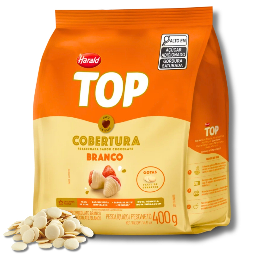 Cobertura TOP Fracionada Chocolate Branco em Gotas 400g Hara