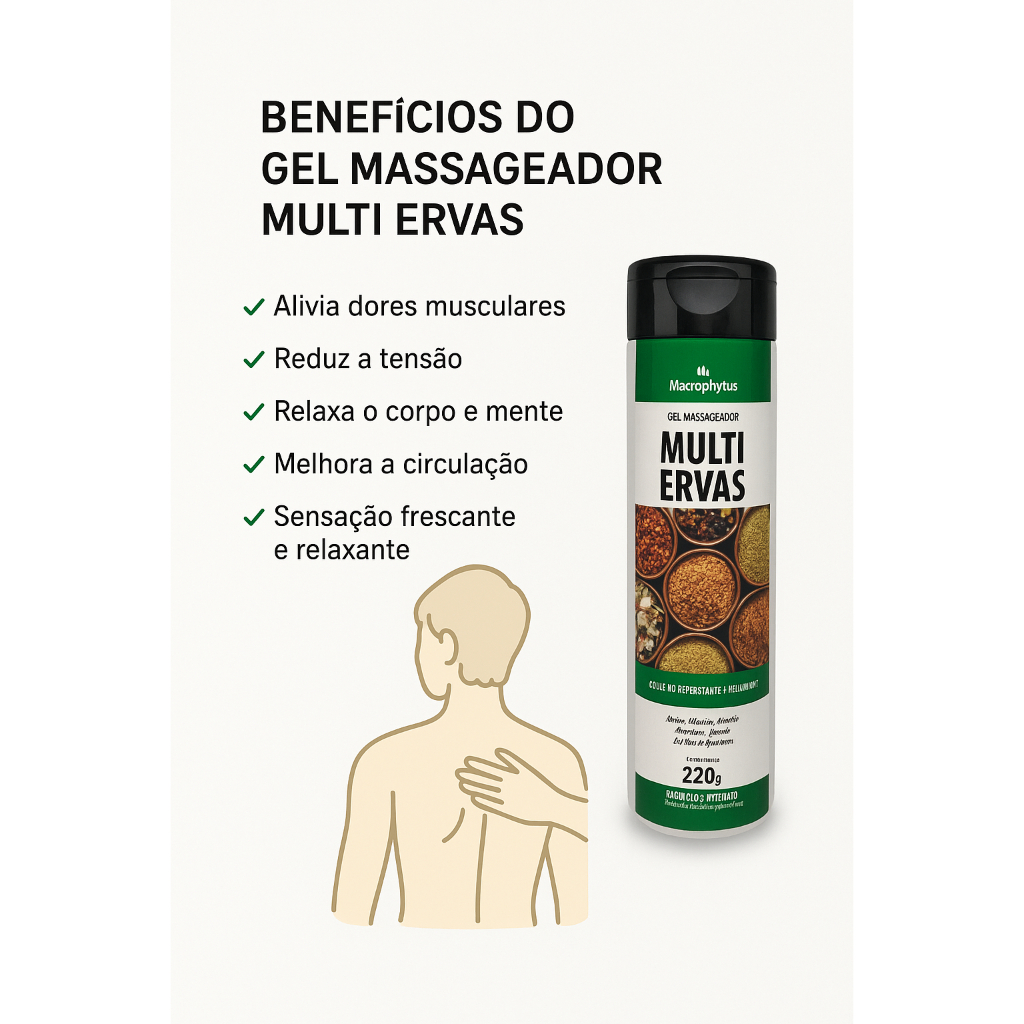 Gel Massageador Multi Ervas 220g – Pomada Relaxante com Ervas Naturais ...